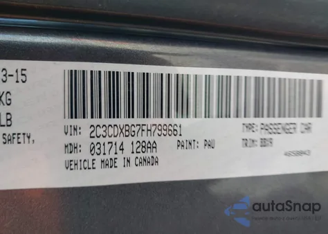 2015 Dodge Charger Se z USA, uszkodzony, nr VIN 2C3CDXBG7FH799661